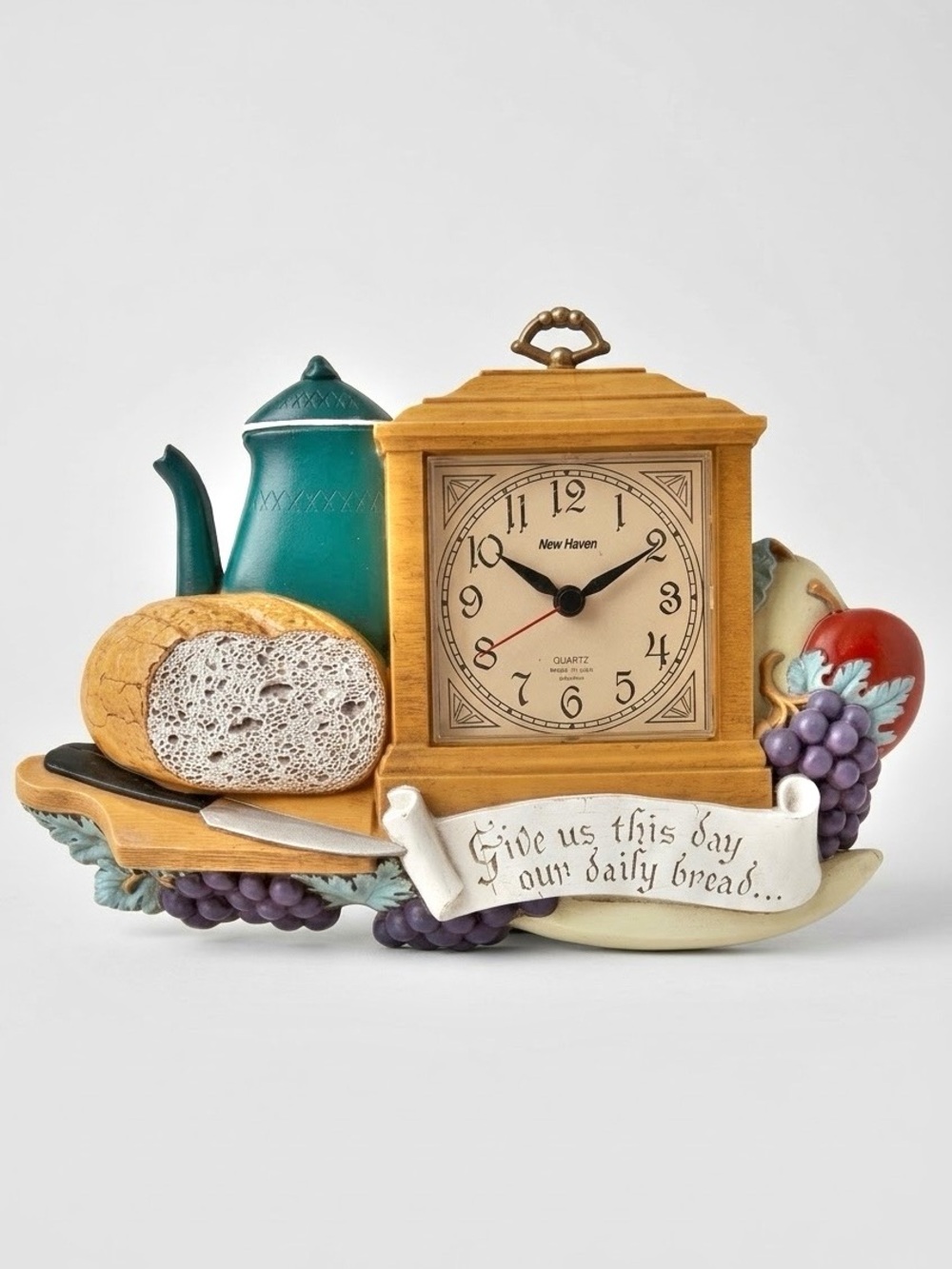 1985 Burwood New Haven Matthew 6:11 Daily Bread Vintage 3D Kitchen Wall Clock